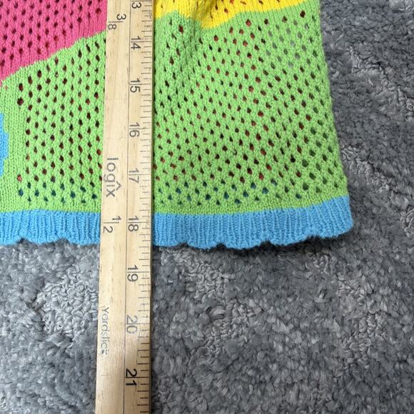 Ces Femme Crop Top Open Knit Oversized Cap Sleeve Sweater Size Medium - Picture 5 of 6